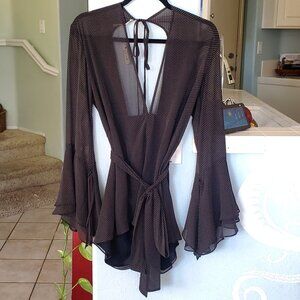 Romper ADORABLE Skylar M Black with white polka dots Size Large NWT